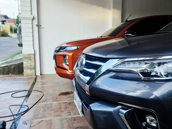 Mitsubishi Strada and Toyota Fortuner, JMV home service car wash, Davao City
